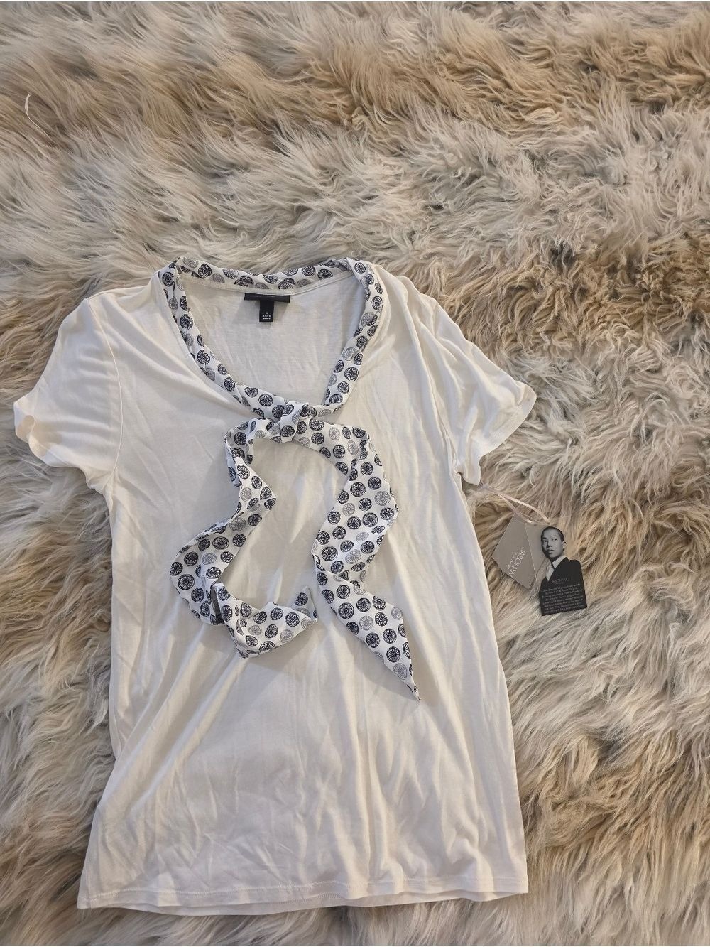 Jason Wu White Bicycle Tie Neck Top